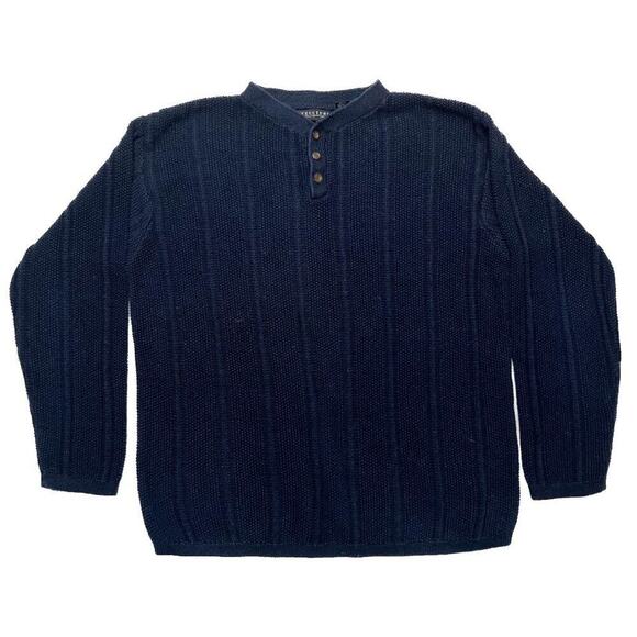 Structure Knit Pullover Sweater Long Sleeve Navy Men's Medium Classic Casual - Picture 1 of 6